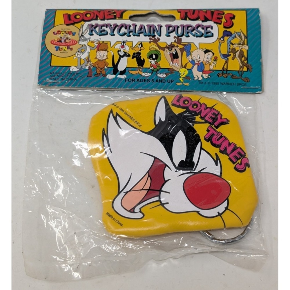 VINTAGE‎ 90s Warner Bros Looney Tunes Sylvester Coin Purse Small NEW SEALED